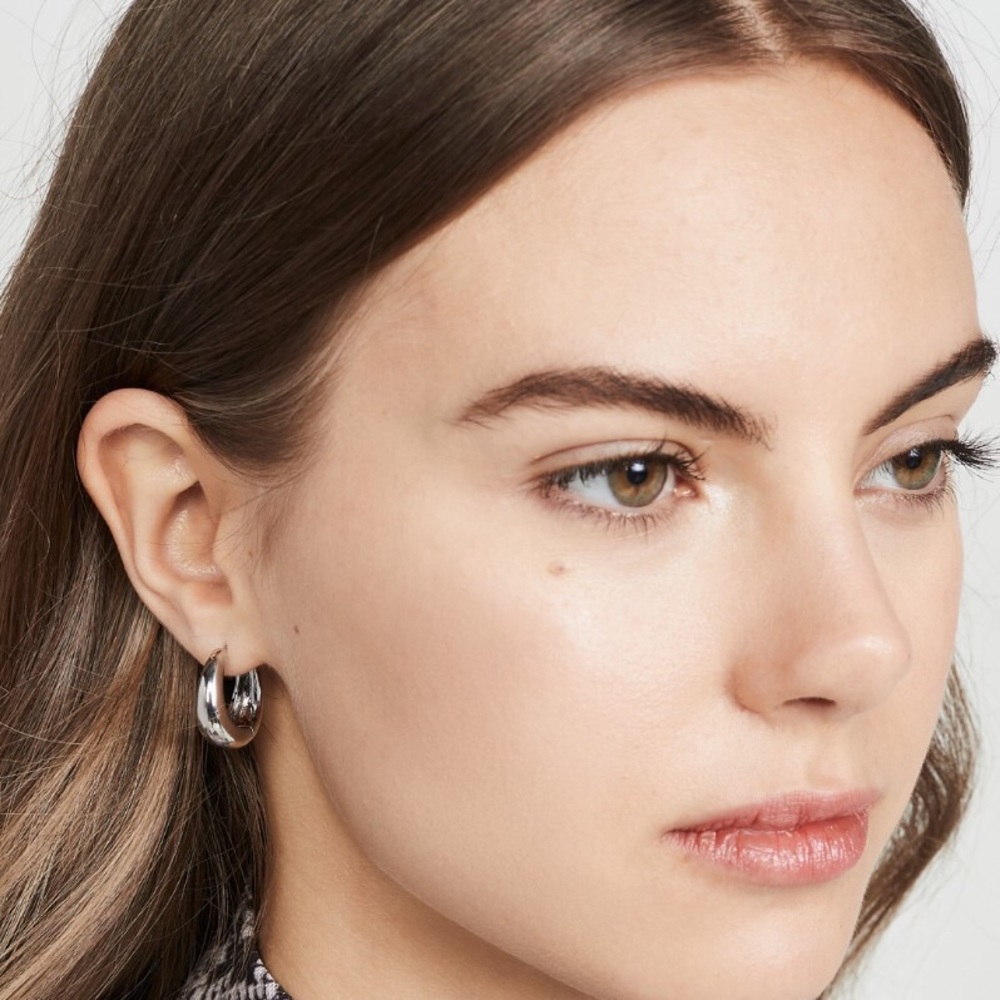 18K Gold Plated Mini Minimalist Hoop Earrings - Picture 3 of 7